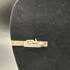 Silver Toned Boat Tie Bar/Clip - Picture 1 of 16