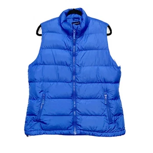 Lands End Blue Zip Up Down Vest Womens Size L - Picture 1 of 4