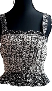 NWT Loft Women's Black & White Floral Peplum Cami Size L - Picture 1 of 14