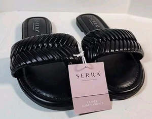 Serra Women's Slide Sandals Size 7 Black Flat Open Toe Lightweight NEW IN BOX - Picture 1 of 4