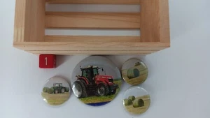 Farming Homemade Buttons Pin Lot 1 LARGE + 3 SMALL 4 Button Set Tractor Hay Bale - Picture 1 of 6