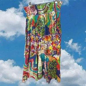 Chaudry KC Skirt Womens Small Blue Colorful Floral Pull On Maxi Boho Beach Gypsy - Picture 1 of 9