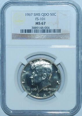 1967 NGC MS67 FS-101 QDO Quadrupled Die Obverse SMS Kennedy Half Dollar - Image 1 of 3