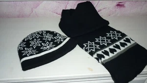 Schwarz Weiß Mütze und Schal Damen Set ungetragen - Bild 1 von 3