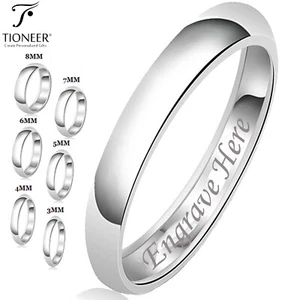 Sterling Silver 925 Wedding Band Promise Ring Plain Comfort FREE ENGRAVE 2mm-8mm - Picture 1 of 15