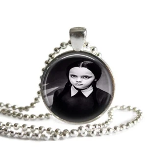 Addams Family Wednesday 1 Inch Silver Plated Pendant Necklace Handmade - Picture 1 of 5