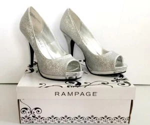 RAMPAGE WOMEN'S GRACEE SIL SPARKLE RX5050 HIGH HEELS SIZE 6M - Picture 1 of 8