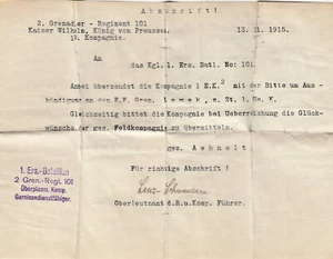 Übersendungsschreiben EK2 von 1914 - Bild 1 von 1
