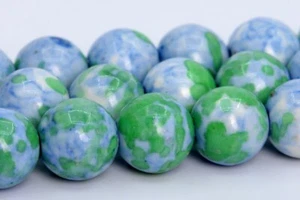 Blue & Green Rain Flower Jade Beads Round Stone Loose Beads 4/6/8/10/12MM - Picture 1 of 14