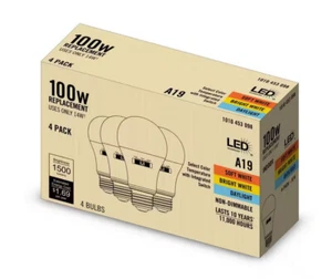 100-Watt Equivalent A19 Non-Dimmable LED Light Bulb 3 CCT (4-Pack) - Picture 1 of 3