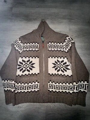 Woolrich Brown Wool Knit Cowichan Sweater Mens Medium - Image 1 of 4