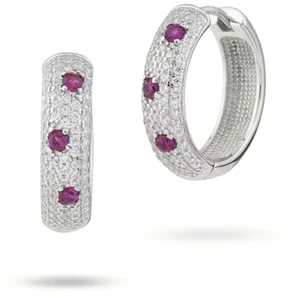 Pendientes de Aro BOCCADAMO Sophie Con Pave' Circonitas Blancas Rojo OR880R - Imagen 1 de 2