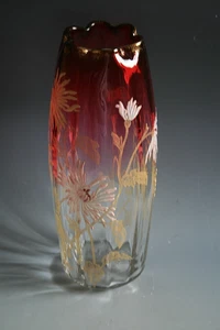 ANTIQUE ART NOUVEAU LEGRAS OLGA ENAMEL GLASS VASE - CIRCA 1900 - Picture 1 of 4