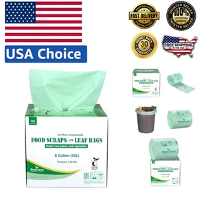 Mint Green Compostable Kitchen & Yard Waste Bags - ASTM Certified 8 Gallon Pack - Picture 1 of 8
