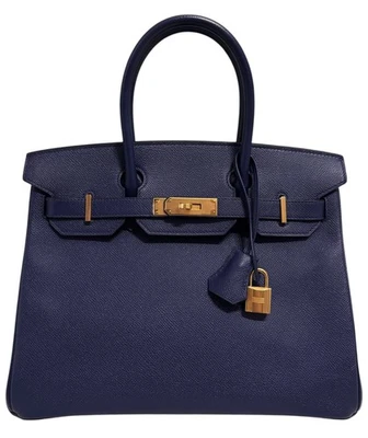 Bolso de Mano Hermes Birkin 30 Azul Encre Cuero Epsom Dorado Herrajes Foto 1 de 4