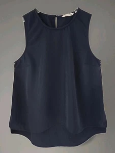 Soft Surroundings Hi Lo Dressy Tank Blouse M Black Braided Round Neck Sleeveless - Picture 1 of 8