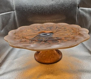 Fenton Lily of the Valley Cameo Opalescent Pedestal Cake Plate 13” diameter - Picture 1 of 8