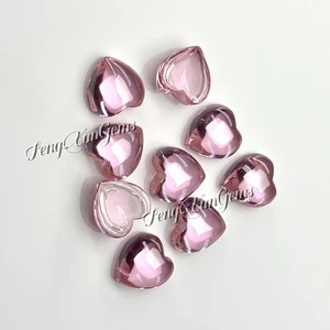 Heart Shape Flat Bottom Cabochon Pink Zircon Loose Diamond For Necklace Inlay - Picture 1 of 2