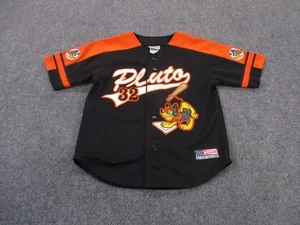 Vintage Disney World Shirt Boys M Black Orange Baseball Sport Jersey Pluto 32 - Picture 1 of 10
