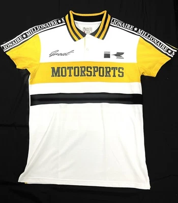 BLEECKER & MERCER Motorsports Millionaire Men 2XL Polo Shirt White Yellow Stain - Image 1 of 4