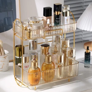 Modern Dressing Table 2 Tier Make Up Cosmetic Organiser Storage Case Box Stand - Picture 1 of 29