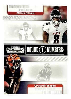2021 Contenders Round Numbers Kyle Pitts Ja'Marr Chase RC Falcons Bengals - Image 1 of 2