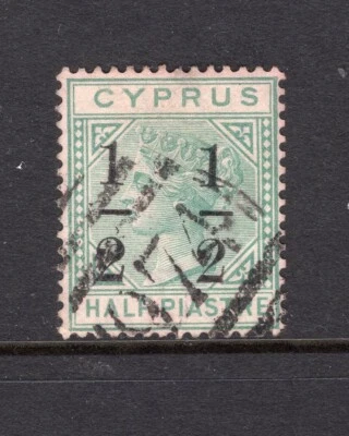 CYPRUS 1886 QUEEN VICTORIA W/MARK CROWN CA 8mm 1/2 SURCHARGE VERY FINE USED — 第 1/2 张图片