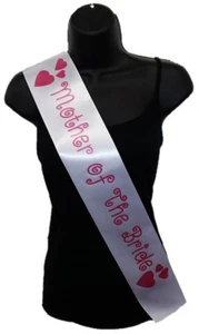 Faja Blanca Madre De Novia Gallina Fiesta Niñas Cinta Satinada Noche - Corazones Rosa - Imagen 1 de 1