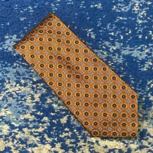 Jos. Corbata de seda geométrica A Bank naranja oro azul marino negra - Imagen 1 de 4