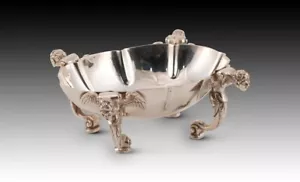 Antique Spanish Sterling Silver Bowl Sweetmeat Dish Centerpiece Winged Head 20th - Picture 1 of 6