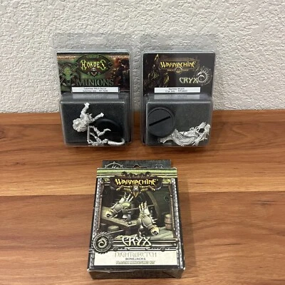 Lote de 3 miniaturas de metal y plástico Warmachine Hordes Cryx Foto 1 de 4