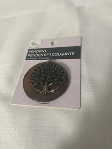 Tree Of Life Bronze & Wood Pendant Necklace Charm Earthy RARE Jewelry Accessory - Picture 1 of 5