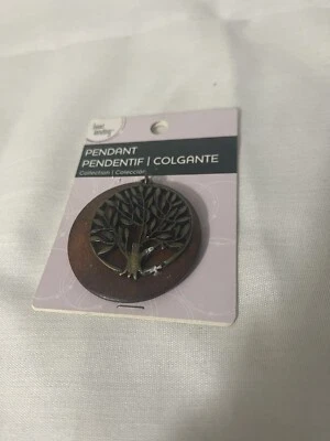 Tree Of Life Bronze & Wood Pendant Necklace Charm Earthy RARE Jewelry Accessory - Image 1 of 4