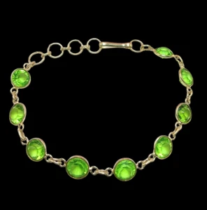 Faceted Green Peridot Gemstone 925 Sterling Silver Plated Bracelet Jewelry Gift - Picture 1 of 4
