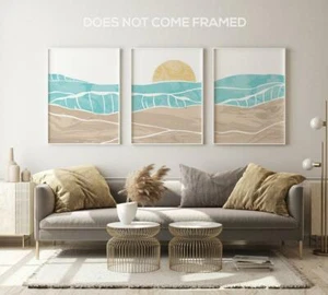 Boho Meer, Boho Strand Abstrakter Druck, Minimalistische Home Wandkunst Dekor, 3er Set - Bild 1 von 4