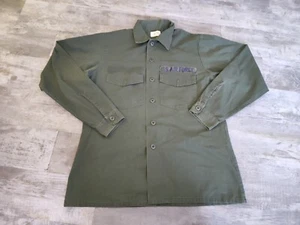Vintage OG 507 Shirt Mens 16 1/2 - 36 Green Utility Durable Military VGUC - Picture 1 of 20