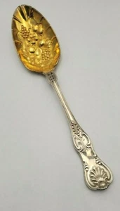 Queens Pattern Sterling Silver Berry Löffel, Goldwash Bowl, Kavanaugh - Bild 1 von 6