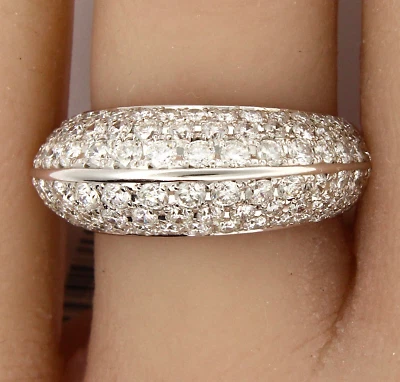 Anillo con cúpula de diamantes brillantes redondos naturales Estate 900 pavé de 2,03 quilates Foto 1 de 4