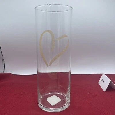 NEW Libbey Glass 9.5" Vase Valentines Heart Love - 3.25" Diameter - - Image 1 of 4