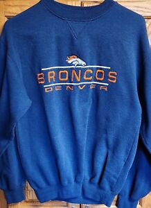 LOGO 7 Denver Broncos NFL Sweatshirt Sweater Game Day Mens M Medium Vintage Blue