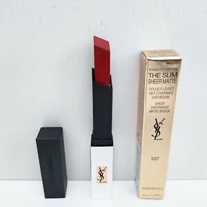 YSL Rouge Pur Couture THE SLIM Sheer Matte Lipstick, #107 Bare Burgundy, BNIB