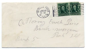 US 1909 Mail Cover Local Use #300 x2 Morgan Park Illinois - Picture 1 of 2