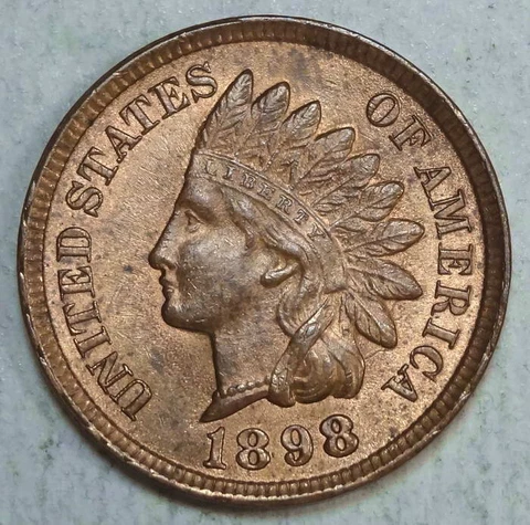1898 Indian Cent, Uncirculated, Nice Type Coin      0705-01 Cover