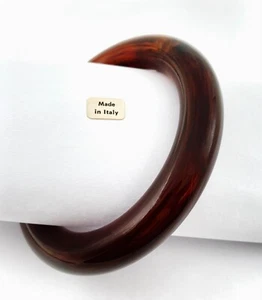 VINTAGE ITALIAN TORTOISE SHELL AMBER ACRYLIC 1/2" ROUNDED BANGLE BRACELET V734 - Picture 1 of 6