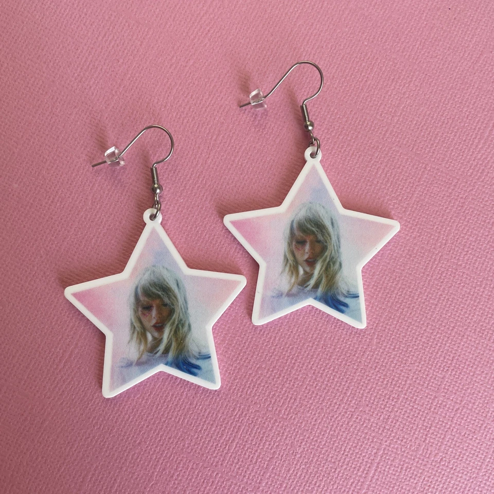 Taylor Swift Inspired, Surgical Stainless Steel Hooks, Star, Concert Earrings - image 1 of 2
