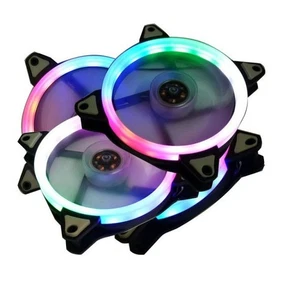 12cm Radiator Fan with Colorful LED Lights Silent 12 Volt Power Supply - Afbeelding 1 van 7