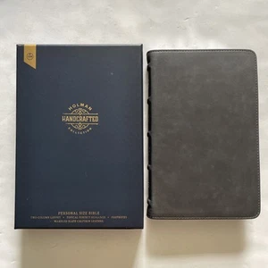 CSB Personal Size Bible Marbled Slate Calfskin Real Leather Holman Handcrafted - Picture 1 of 14