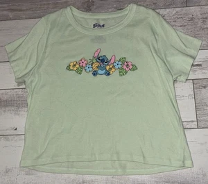Disney Lilo & Stitch Short Sleeve Crop Shirt size XL - Green - NEW     B - Picture 1 of 5