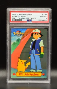 Ash Ketchum Topps TV 1999 Pokemon Series 1 Mural Card TV1 PSA 8 Newly Graded - Picture 1 of 2