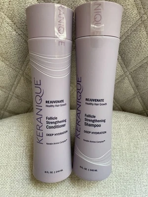 CHAMPÚ Y ACONDICIONADOR FORTALECEDOR FOLÍCULO REJUVENECEDOR KERANIQUE 8 OZ SELLADO Foto 1 de 3
